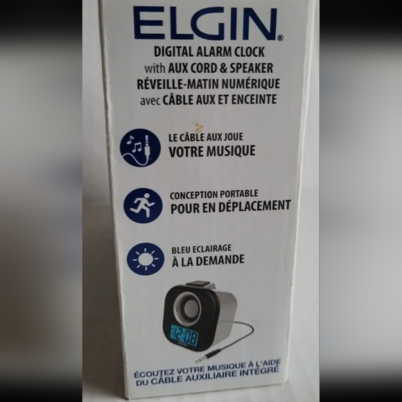 Elgin Digital Alarm Clock With Aux Cord And Speaker (Battery Operated, 2019) - Picture 7 of 11